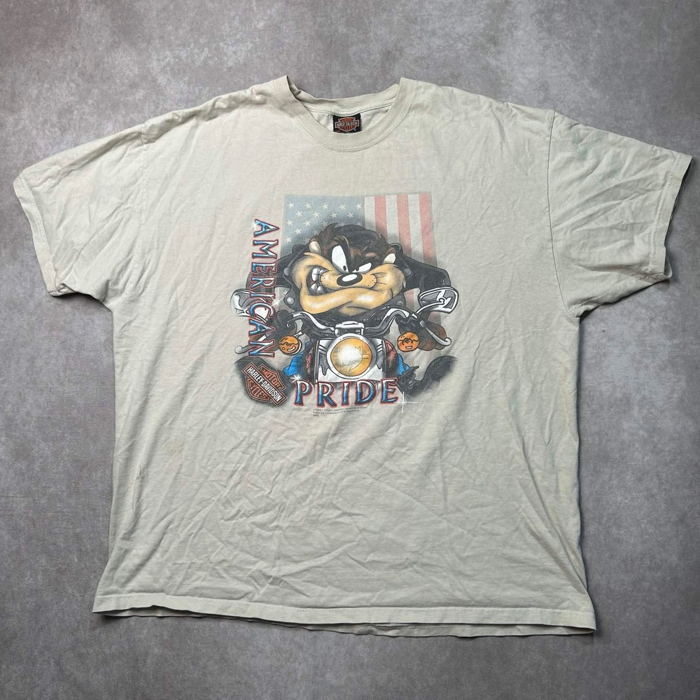 Harley-Davidson Taz American Pride T-Shirt XXL Tan Memphis TN Looney Tunes